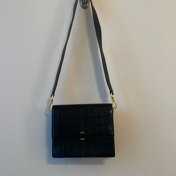 JW Pei Mini Flap Crossbody in Black Croc - Picture 2 of 4